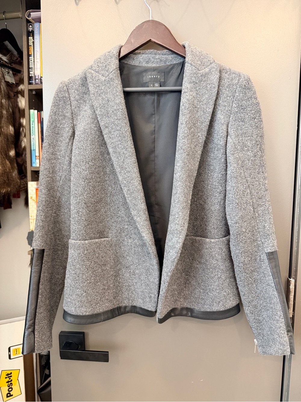Theory Gray Wool Blend Women's Blazer Jacket